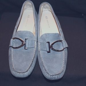 Anne Klein Blue Stone Suede Loafers